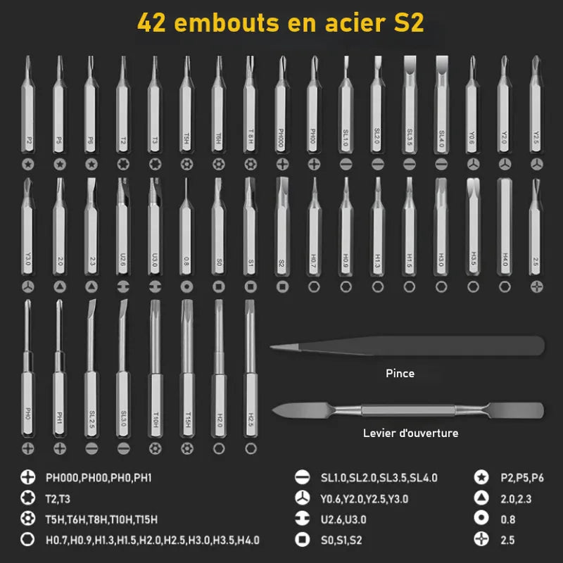 Tournevis électrique de précision 42 en 1