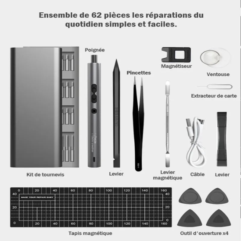 Tournevis électrique de précision 62 en 1