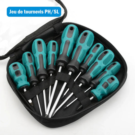 jeu de tournevis plat et cruciforme