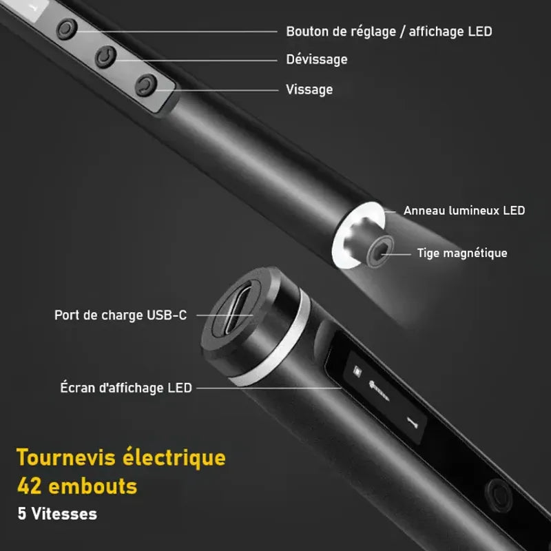 visuel annoté du tournevis électrique