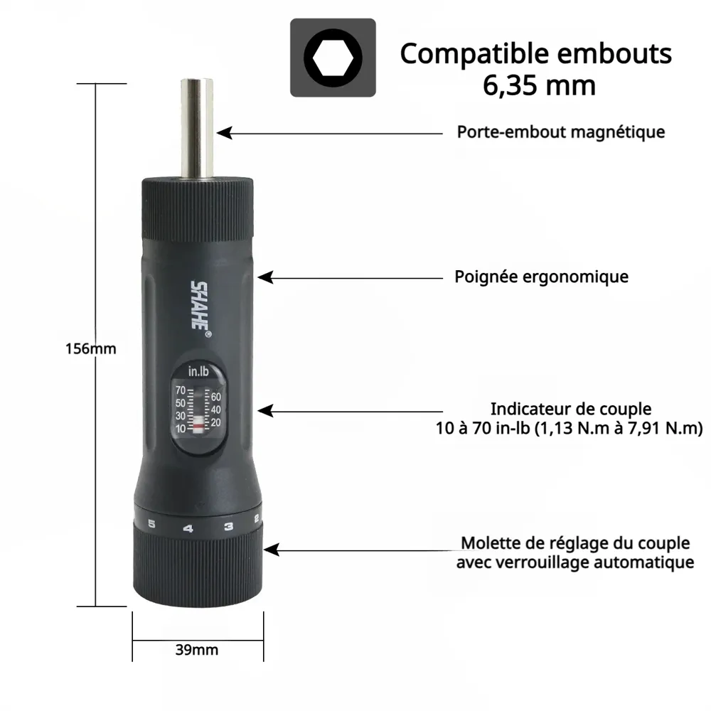 dimension du tournevis dynamométrique