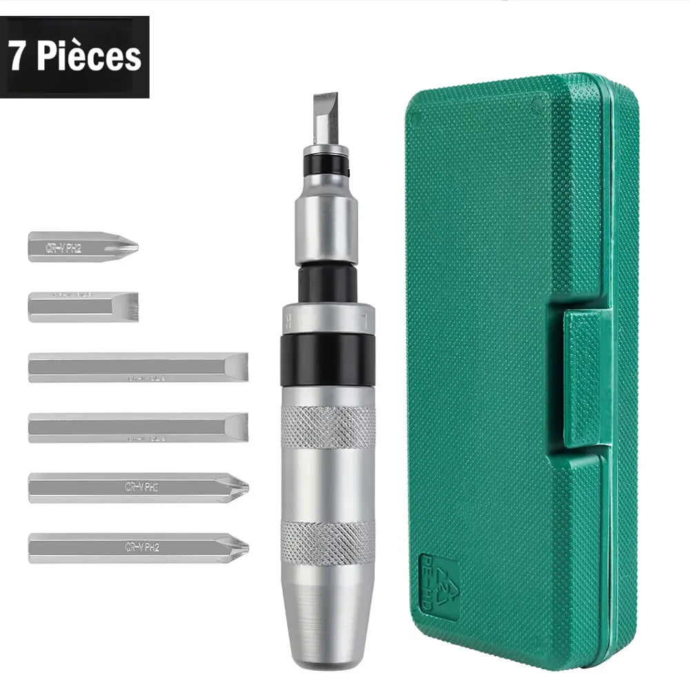 vue générale du coffret tournevis à frapper 7 pièces